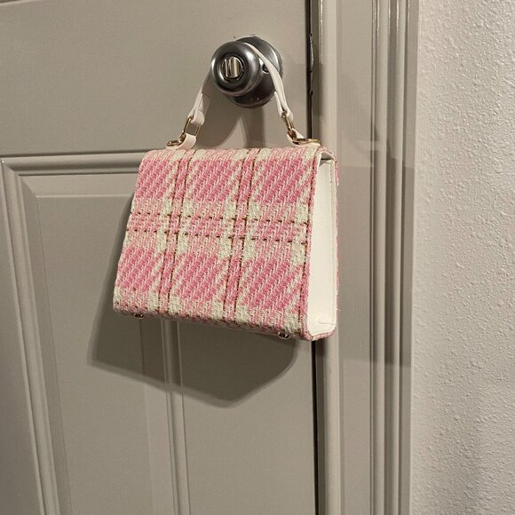 Francesca's Tweed Plaid Mini Satchel Crossbody Purse - Picture 3 of 7